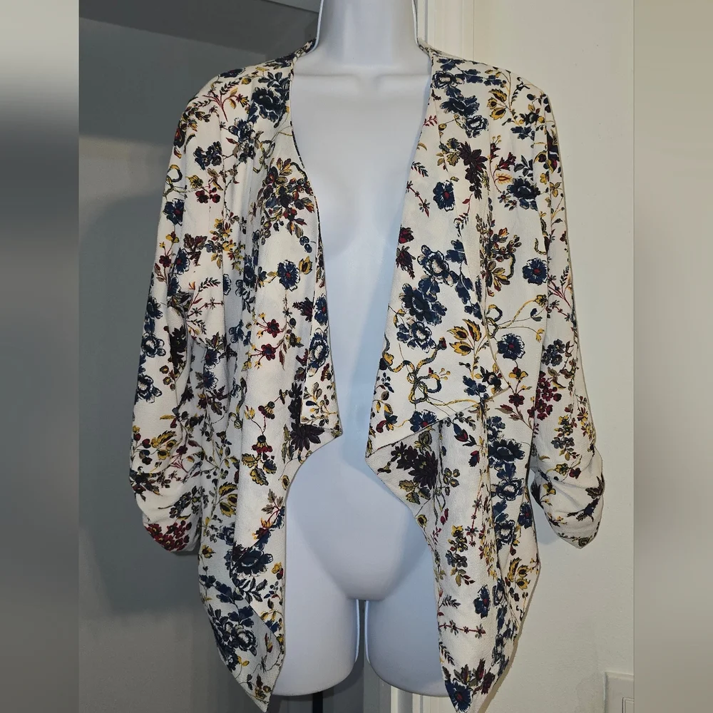 Jules & Leopold Floral Open Front Kimono Cardigan Jacket - Picture 2 of 7